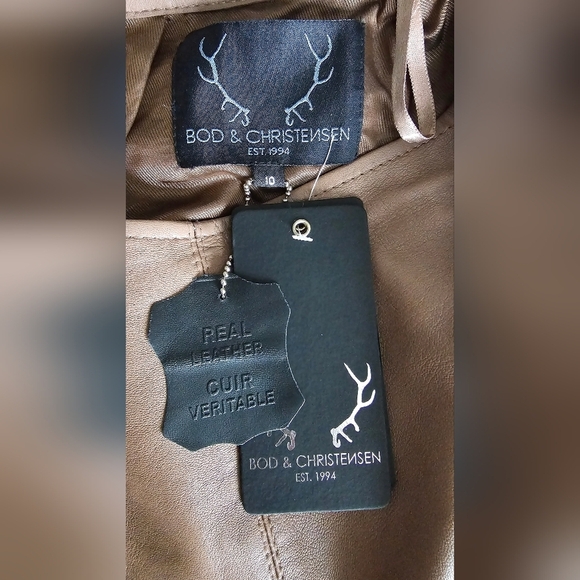 Bod&Christensen Real Leather Midi Skirt Brown Wiskey Tan A line size 10 - Picture 5 of 7